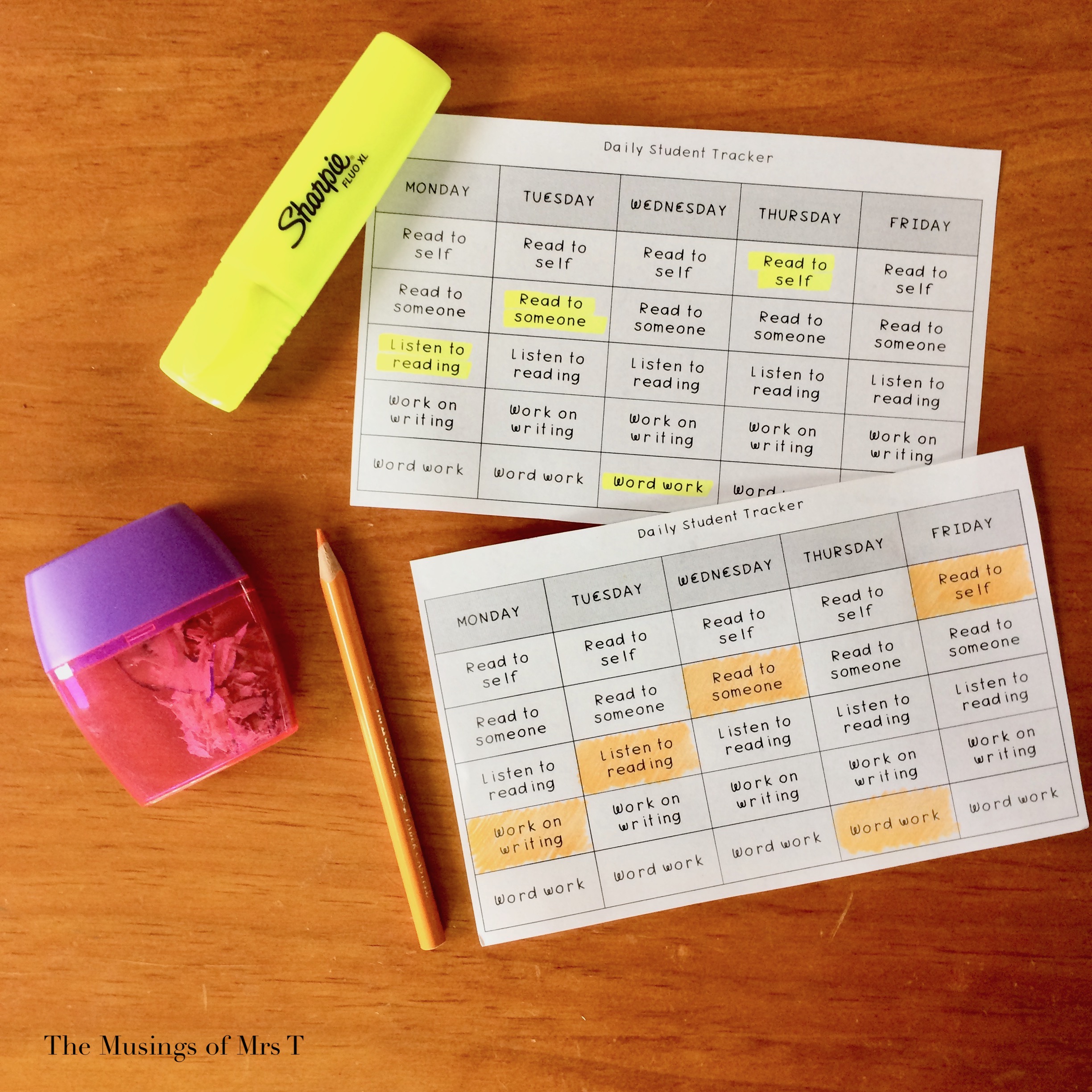 Literacy Rotations Student Trackers