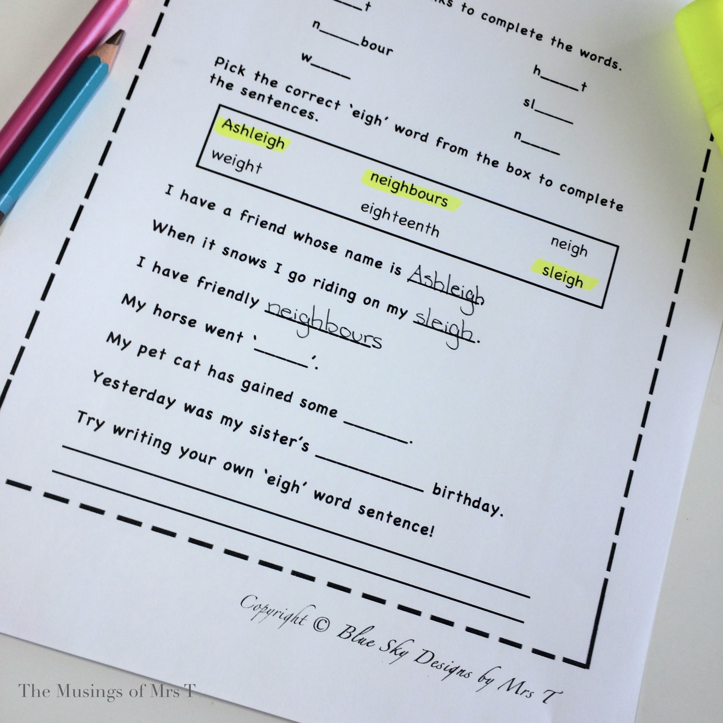 Complete the Sentence Activity