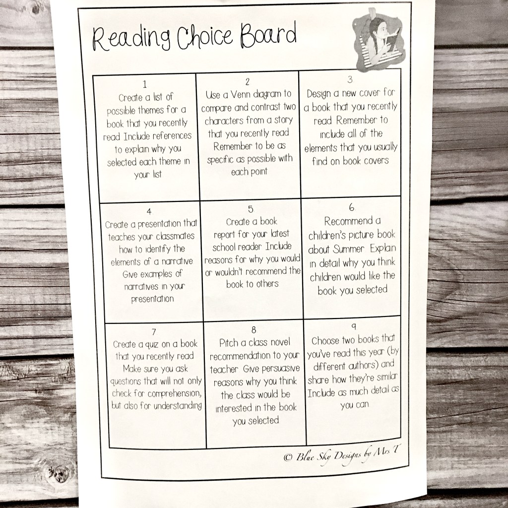 Reading Choice Board
