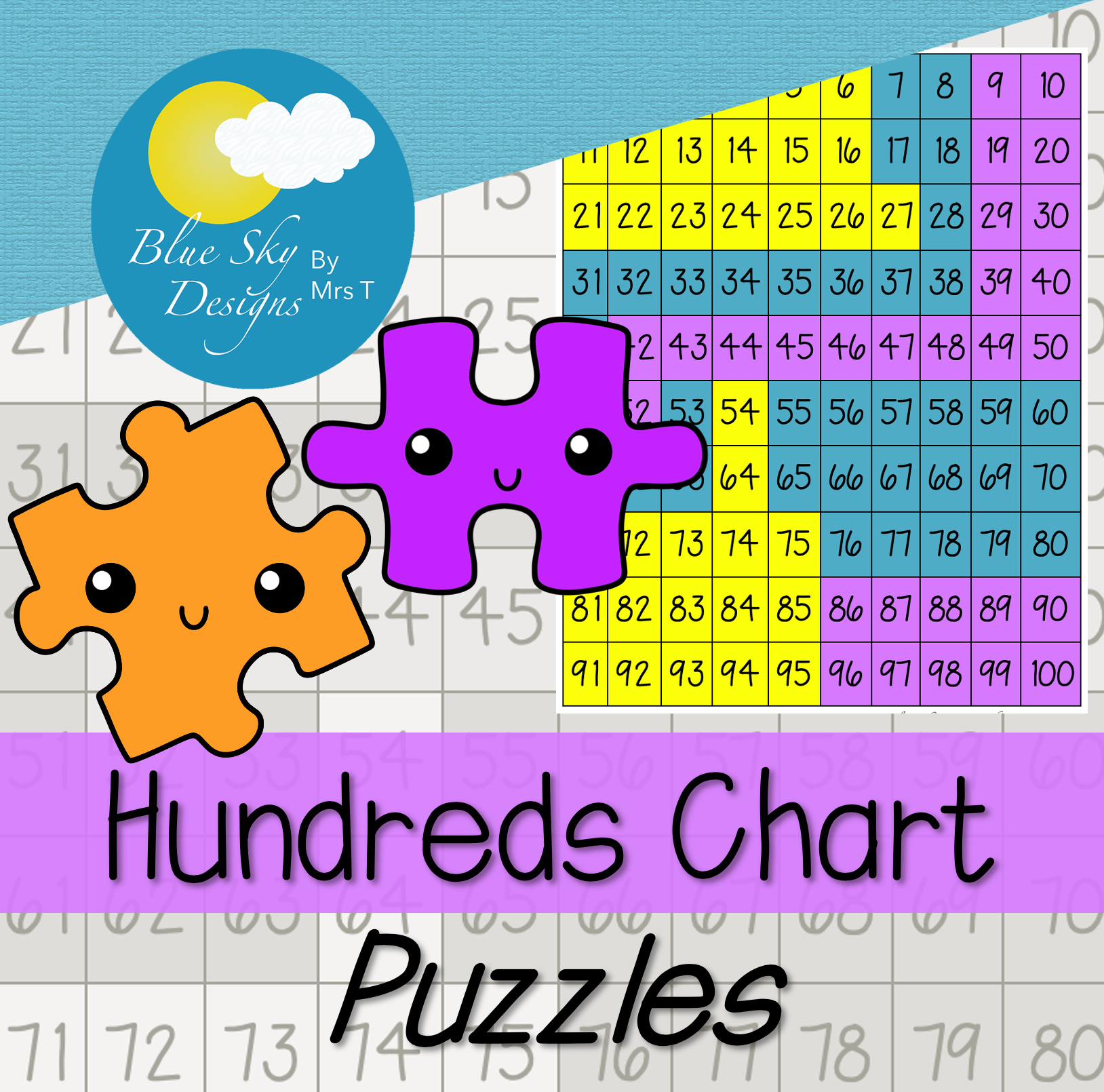TpT Cover Example Hundreds Chart Puzzles