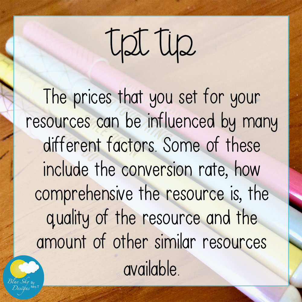 pricing tpt teachers pay teachers resources tip