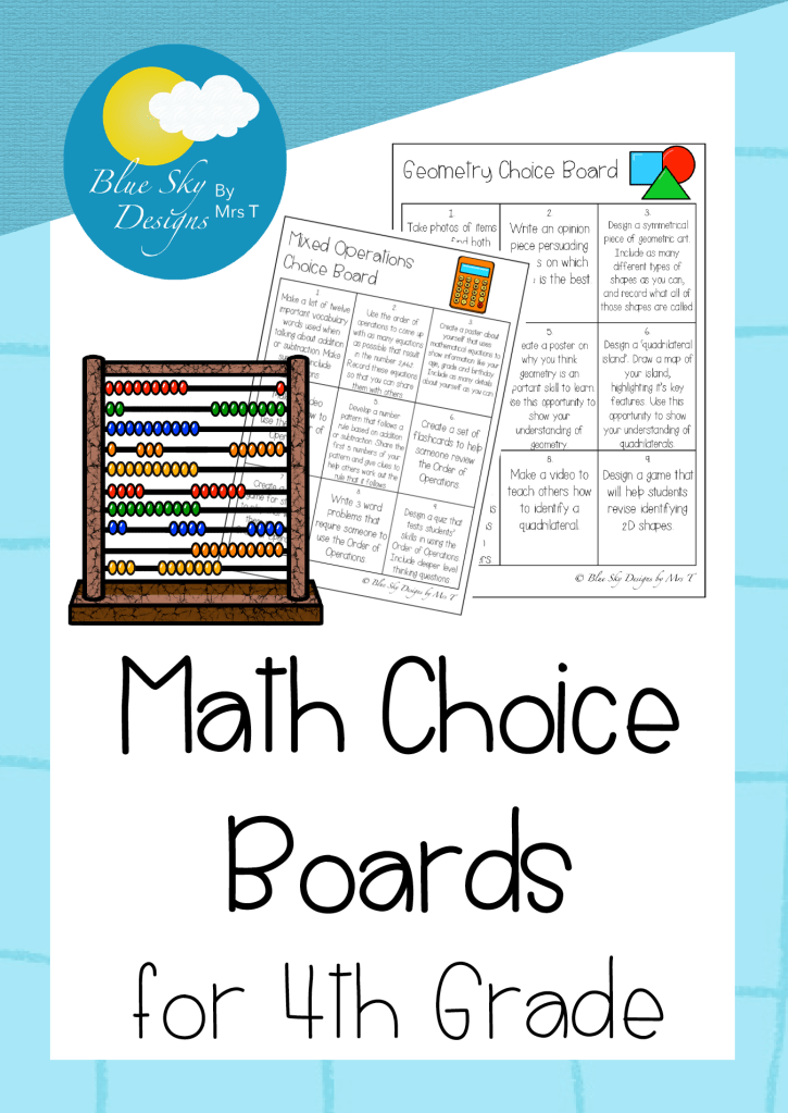 Math Choice Boards