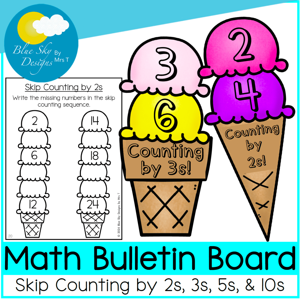 Maths Skip Counting Summer Bulletin Board Back to School