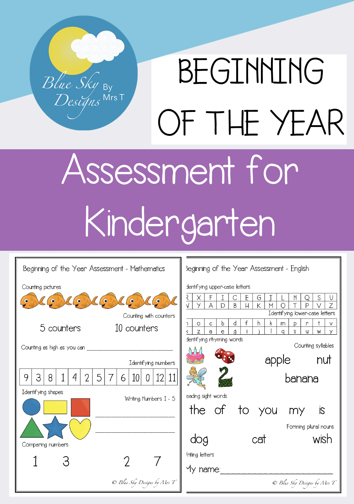 FREE Back to School Kinder Assessment – The Musings of Mrs T
