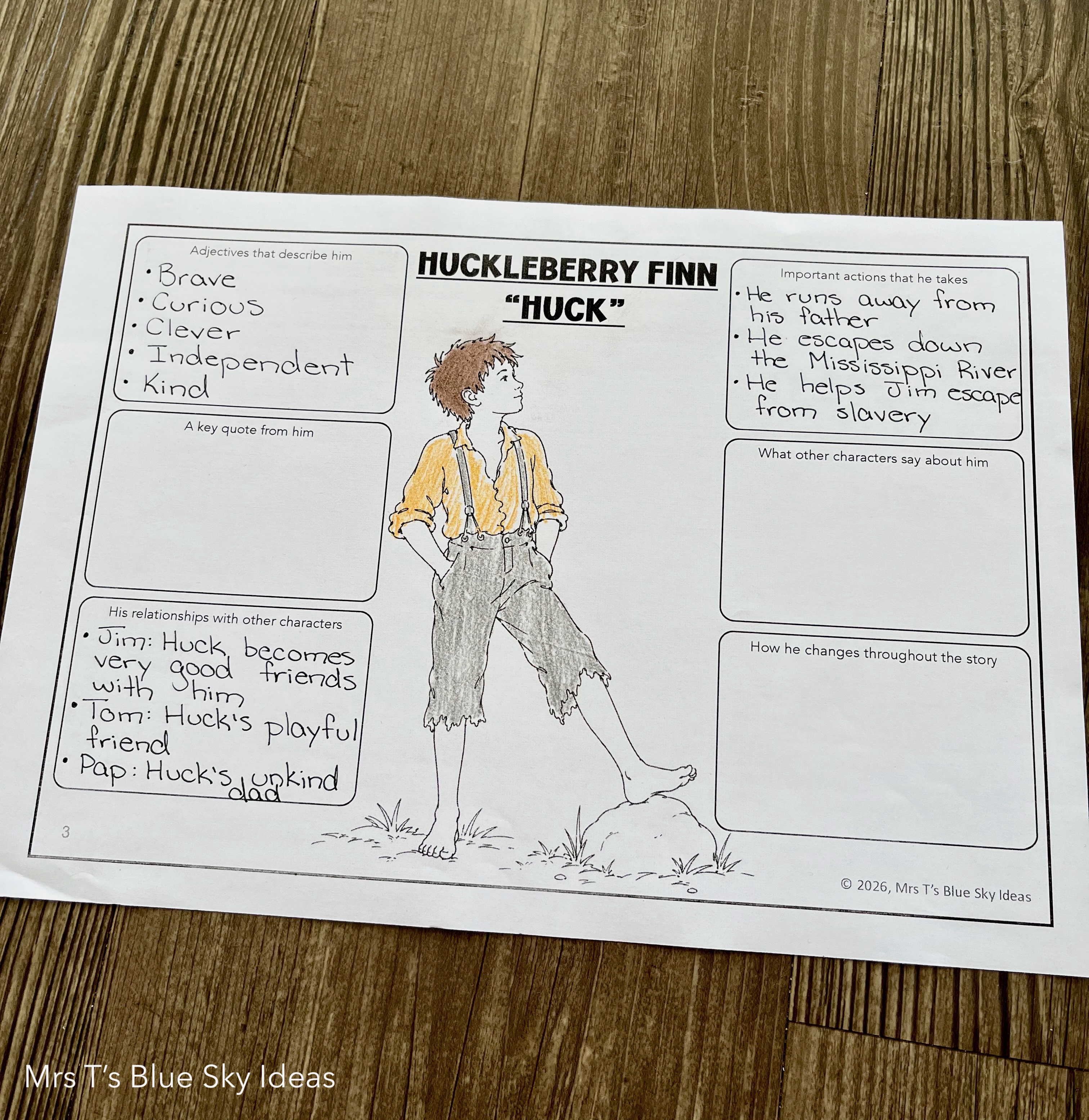Adventures of Huckleberry Finn Book Study Worksheets